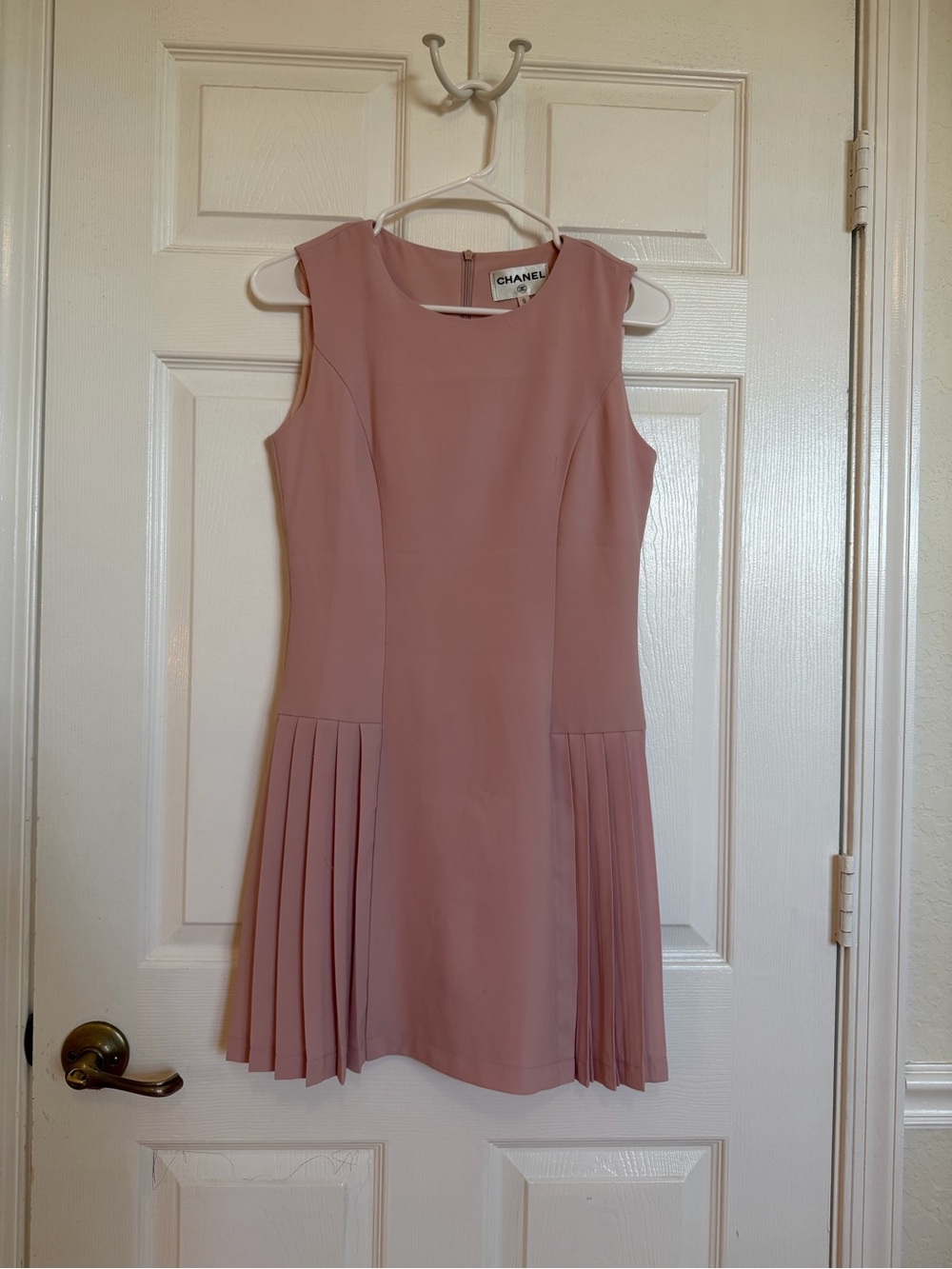Pink Sleeveless Pleated Dress Size S